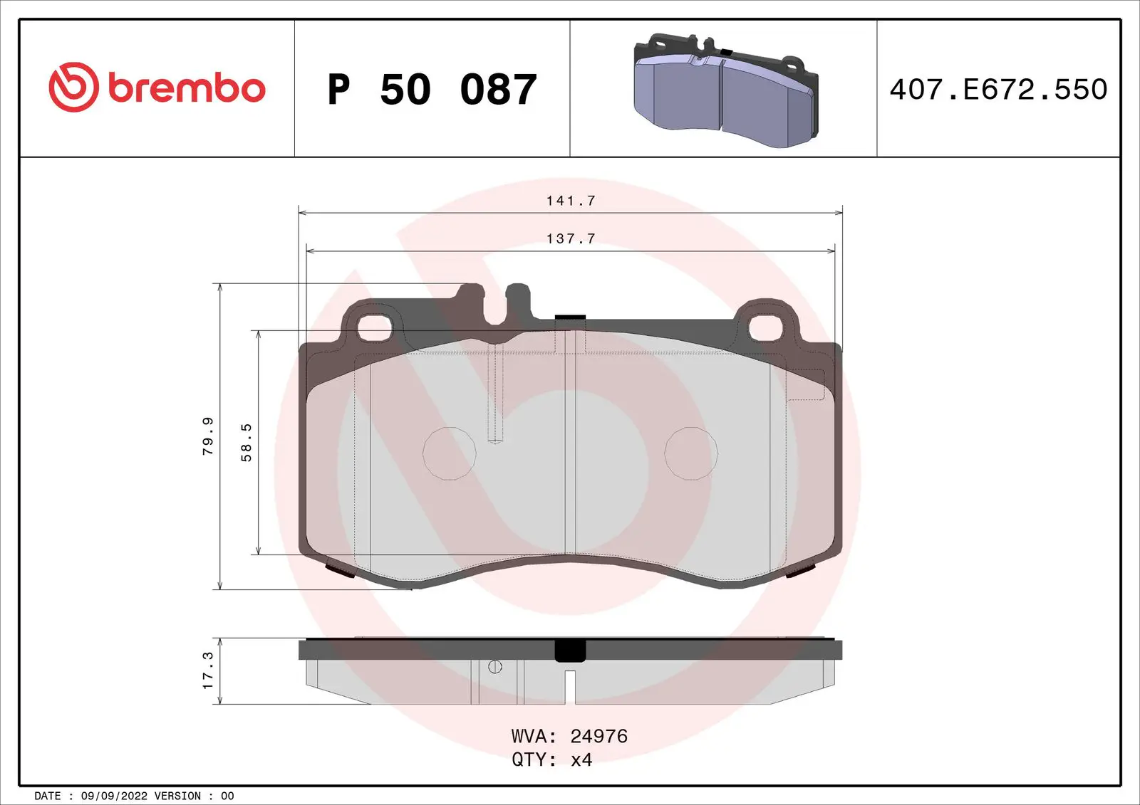 Mercedes E Serisi W212 E 400 Ön Fren Balatası | BREMBO P50087