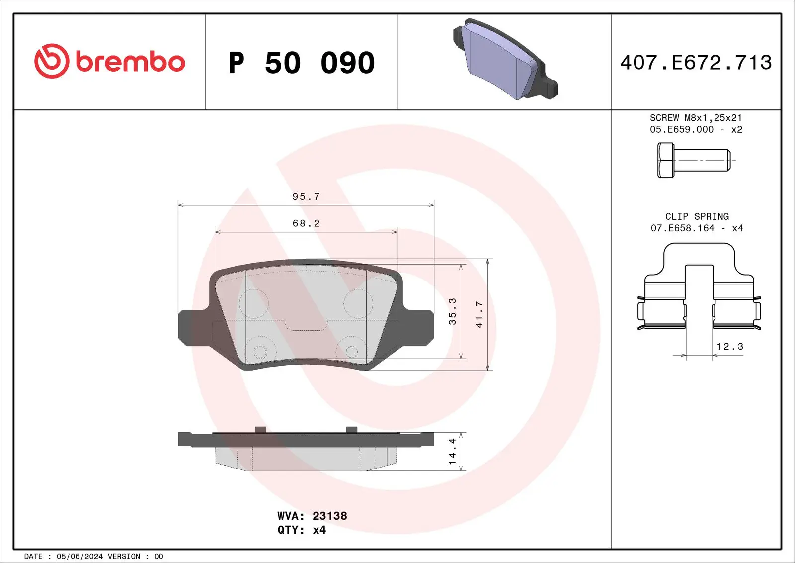 Mercedes B Serisi W245 B 170 NGT Arka Fren Balatası | BREMBO P50090