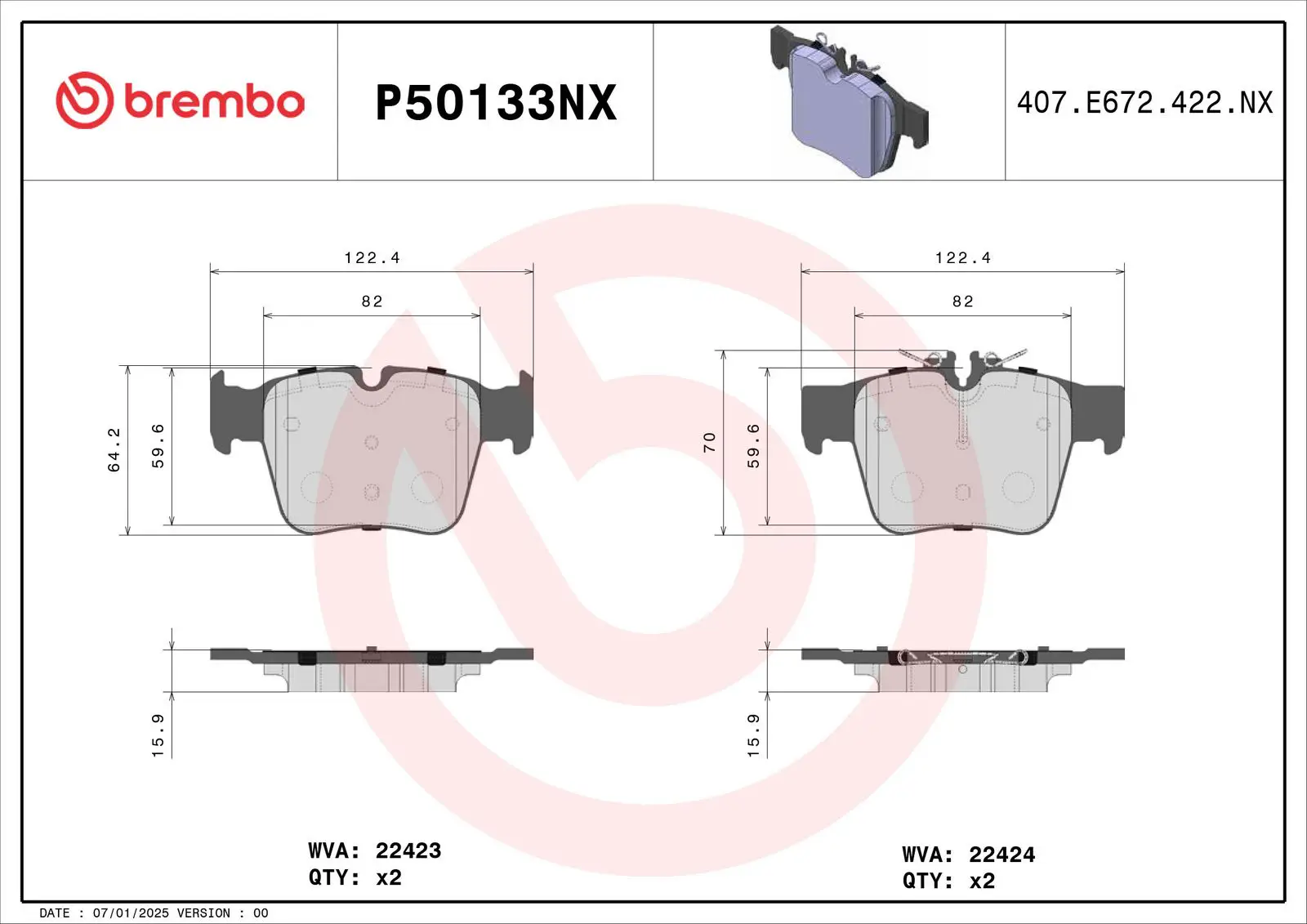 Mercedes C Serisi W205 C 450 AMG 4-matic Arka Fren Balatası Seramik | BREMBO P50133NX