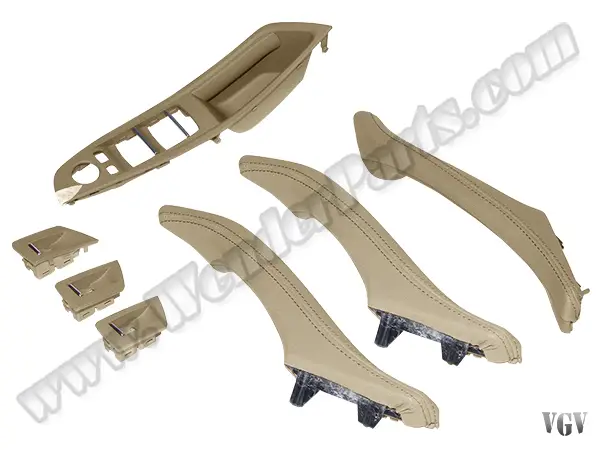 BMW 5 Serisi F10 2009-2016 Kapı Tutamak Seti Ön&Arka; Bej Deri Kaplamalı | WENDER BA51417225875L7