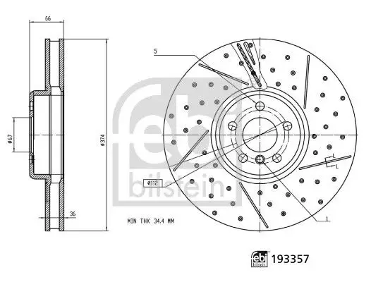 BMW 4 Serisi G22 G23 G26 G82 G83 Fren Diski Ön Sağ -M Performance | FEBI 193357