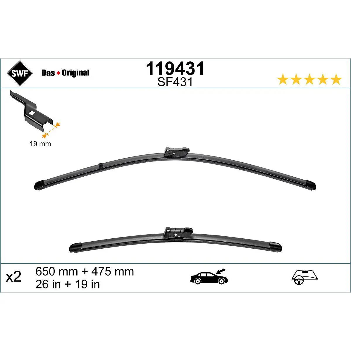 BMW 5 Serisi G31 JA1 Silecek Takımı 640+475 mm | SWF 119431