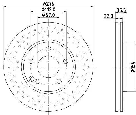 Mercedes A Serisi W168 Fren Diski Havalı Ön | HELLA 8DD 355 110-211