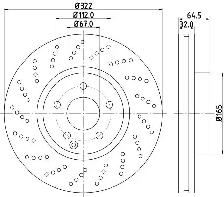 Mercedes E Serisi W212 Fren Diski Havalı Ön | HELLA 8DD 355 114-231