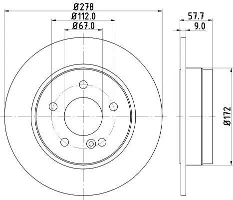 Mercedes C Serisi W204 Fren Diski Havasız Arka | HELLA 8DD 355 114-181