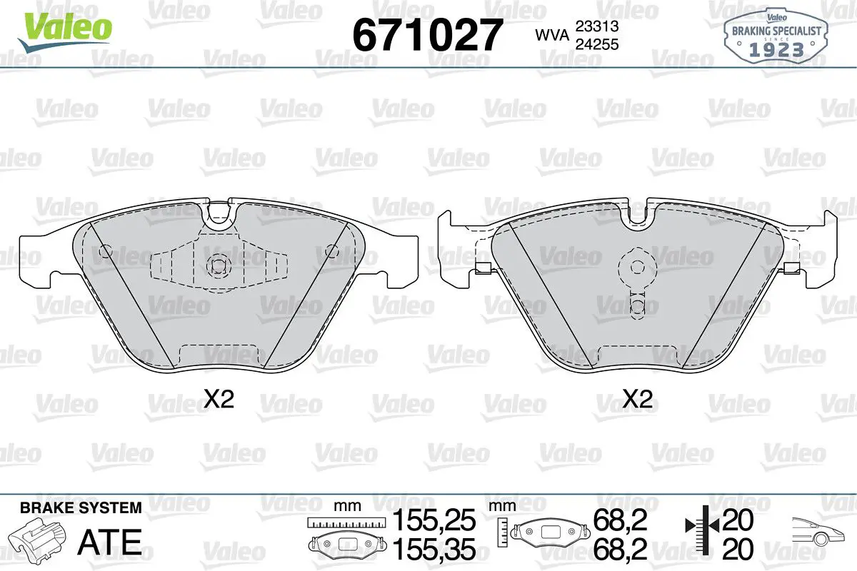 BMW 3 Serisi E90 2004-2012 Fren Balatası Ön | VALEO 671027