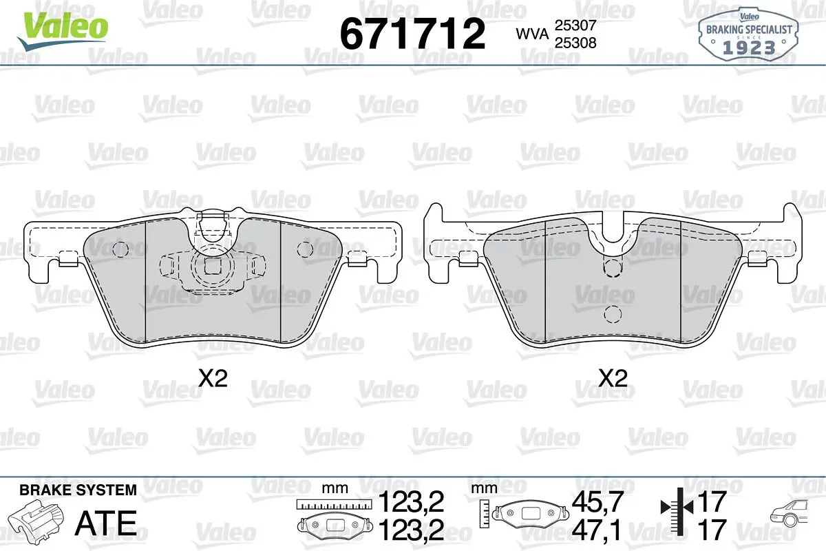 BMW 1 Serisi F20 2012-2017 Fren Balatası Arka | VALEO 671712
