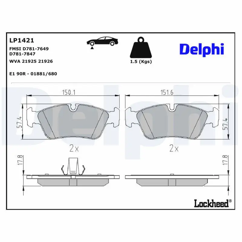 BMW 3 Serisi E36 1991-1998 Fren Balatası Ön | DELPHI LP1421