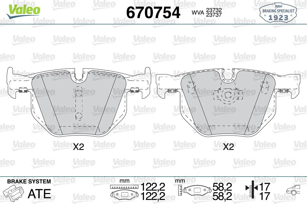 BMW 6 Serisi E63 2003-2010 Fren Balatası Arka | VALEO 670754