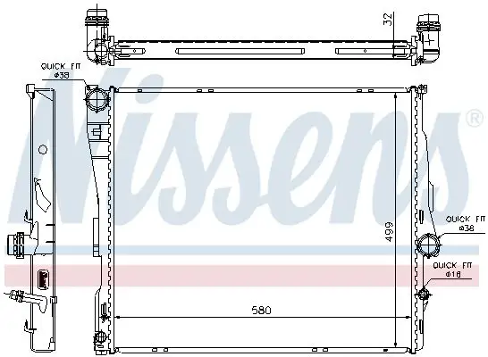 BMW X3 Serisi E83 2003-2010 N52 Su Radyatörü | NISSENS 60807