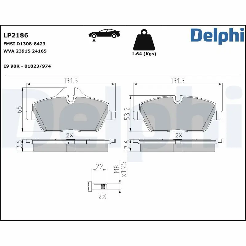 BMW 3 Serisi E90 2004-2012 Fren Balatası Ön | DELPHI LP2186