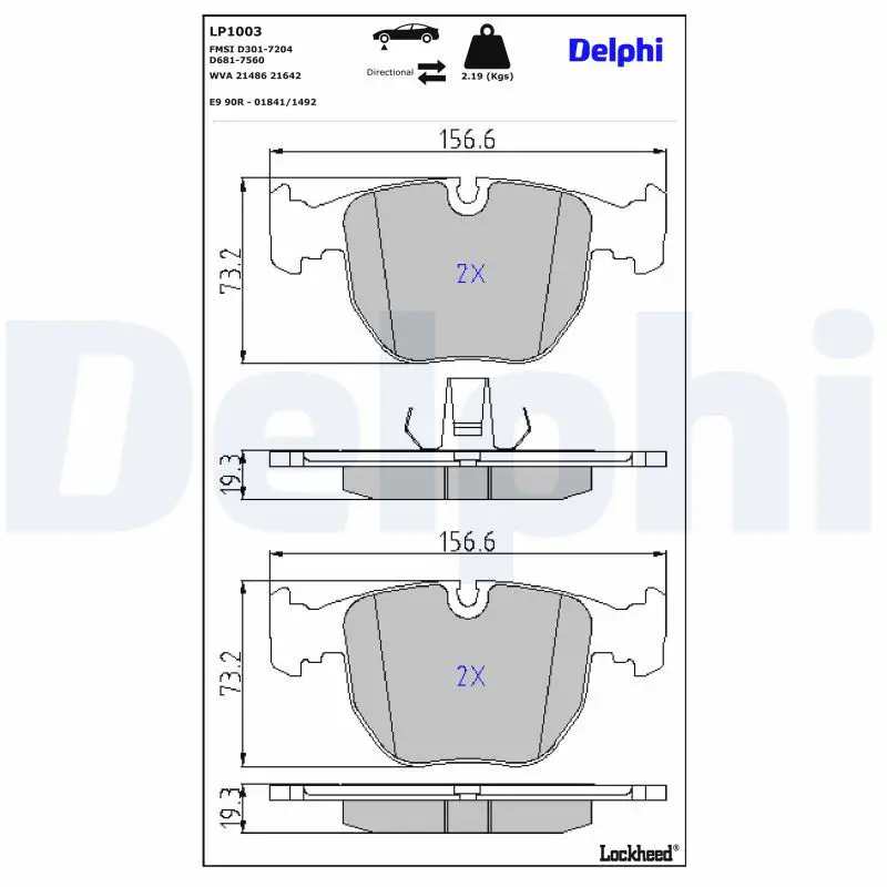 BMW 7 Serisi E38 1994-2001 Fren Balatası Ön | DELPHI LP1003