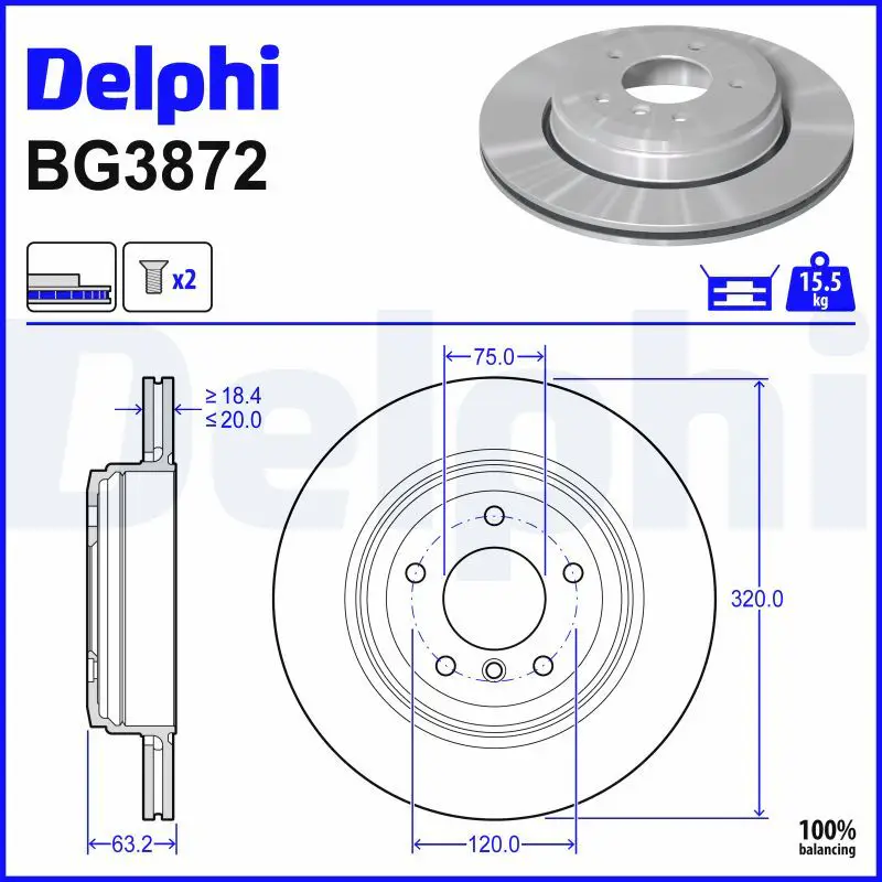 BMW 5 Serisi E60 2001-2010 Fren Diski Arka Takım | DELPHI BG3872