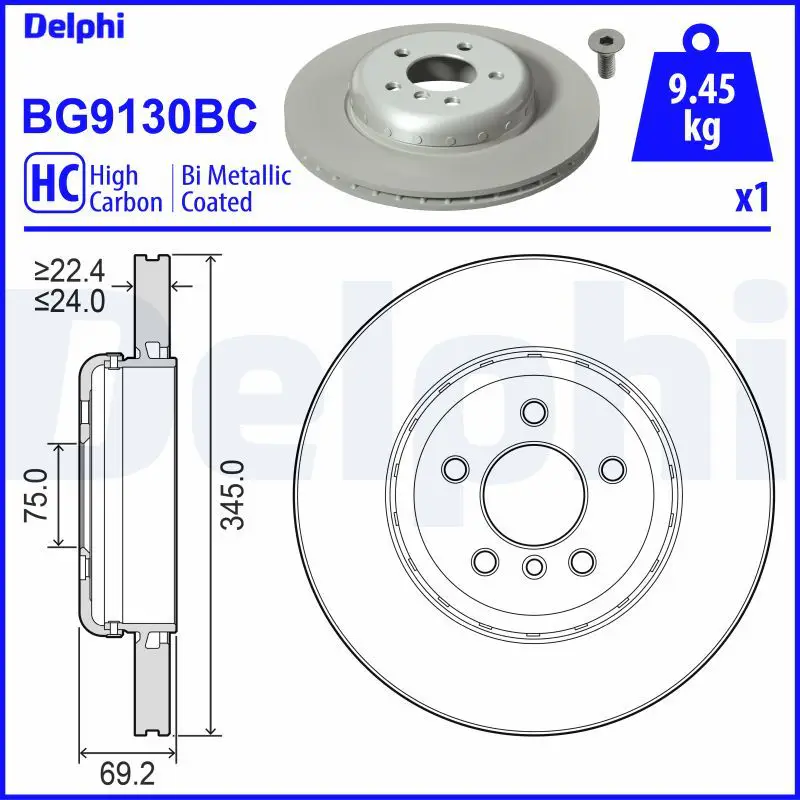 BMW 7 Serisi F01 2009-2015 Fren Diski Arka | DELPHI BG9130C