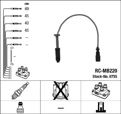 Mercedes W124 Case M111 Spark Plug Cable | NGK 0755