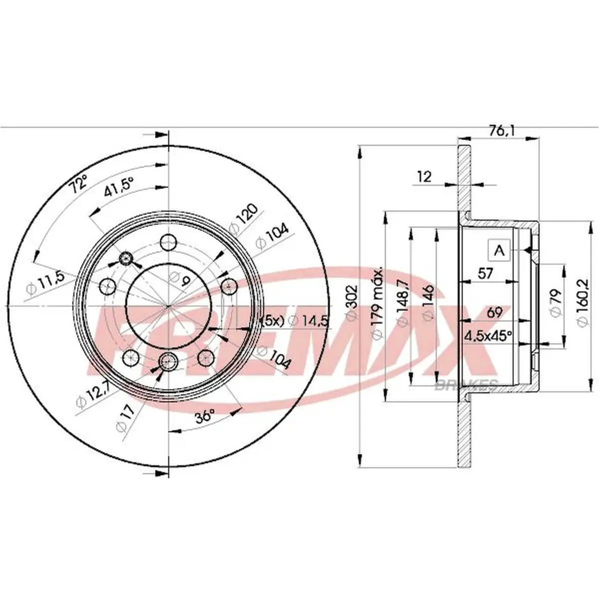 BMW 5 Serisi E34 Fren Diski Ön Düz | FREMAX BD-8042