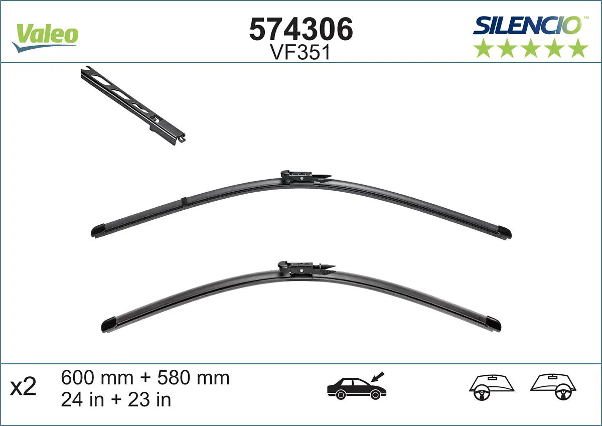 BMW E60 Front Wiper Set (2004-2009) | VALEO 574306