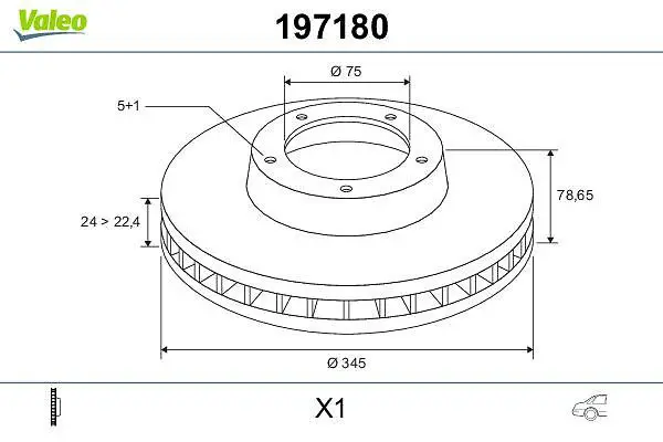 BMW X5 Series E70 Rear Brake Disc | VALEO 197180