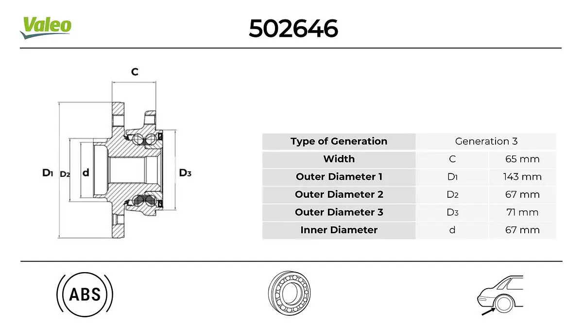 Mercedes B Serisi W245 Arka Teker Rulmanı Seti | VALEO 502646