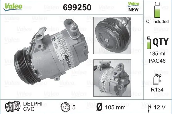 BMW 3 Serisi E46 M43 Klima Kompresörü | VALEO 699250