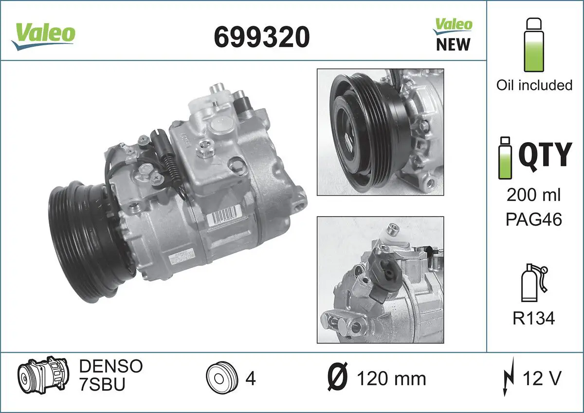 BMW 5 Serisi E39 M51 Klima Kompresörü | VALEO 699320