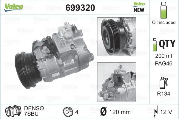 BMW 5 Serisi E39 M51 Klima Kompresörü | VALEO 699320