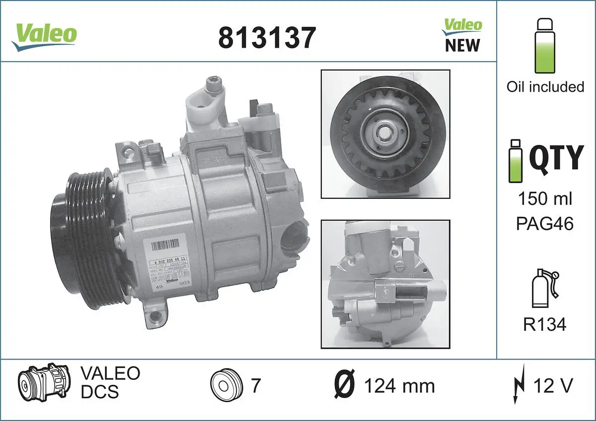 Mercedes C Series W203 M271 A/C Compressor | VALEO 813137