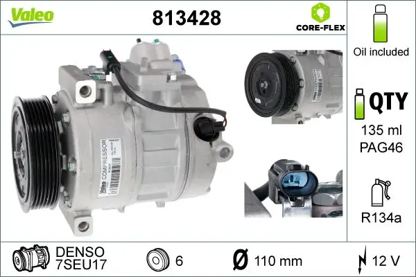 BMW 3 Serisi E91 N52 Klima Kompresörü | VALEO 813428