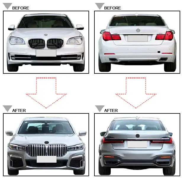 BMW 7 Serisi F01 2009-2015 Komple Gövde Kiti [DONUSUM => G11/G12-LCI] <O-O> Egz.Uçlu, Panj-lu, Kaput/Çamurluk/Bagaj Kap., Far/Stop -///M-Sport- 2008-12 | WENDER BA0012210