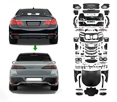 BMW 7 Series F01 2009-2015 Complete Body Kit [DONUSUM => G70] <O-O> Exhaust Outlet, Panj-, Hood Fender Trunk Reservoir., Headlight Tail Light -///M-Sport- 2008-12 | WENDER BA0012212