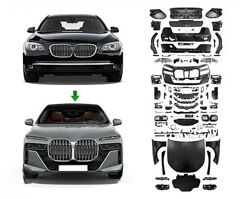 BMW 7 Series F01 2009-2015 Complete Body Kit [DONUSUM => G70] <O-O> Exhaust Outlet, Panj-, Hood Fender Trunk Reservoir., Headlight Tail Light -///M-Sport- 2008-12 | WENDER BA0012212