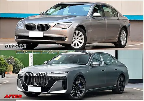 BMW 7 Series F01 2009-2015 Complete Body Kit [DONUSUM => G70] <O-O> Exhaust Outlet, Panj-, Hood Fender Trunk Reservoir., Headlight Tail Light -///M-Sport- 2008-12 | WENDER BA0012212