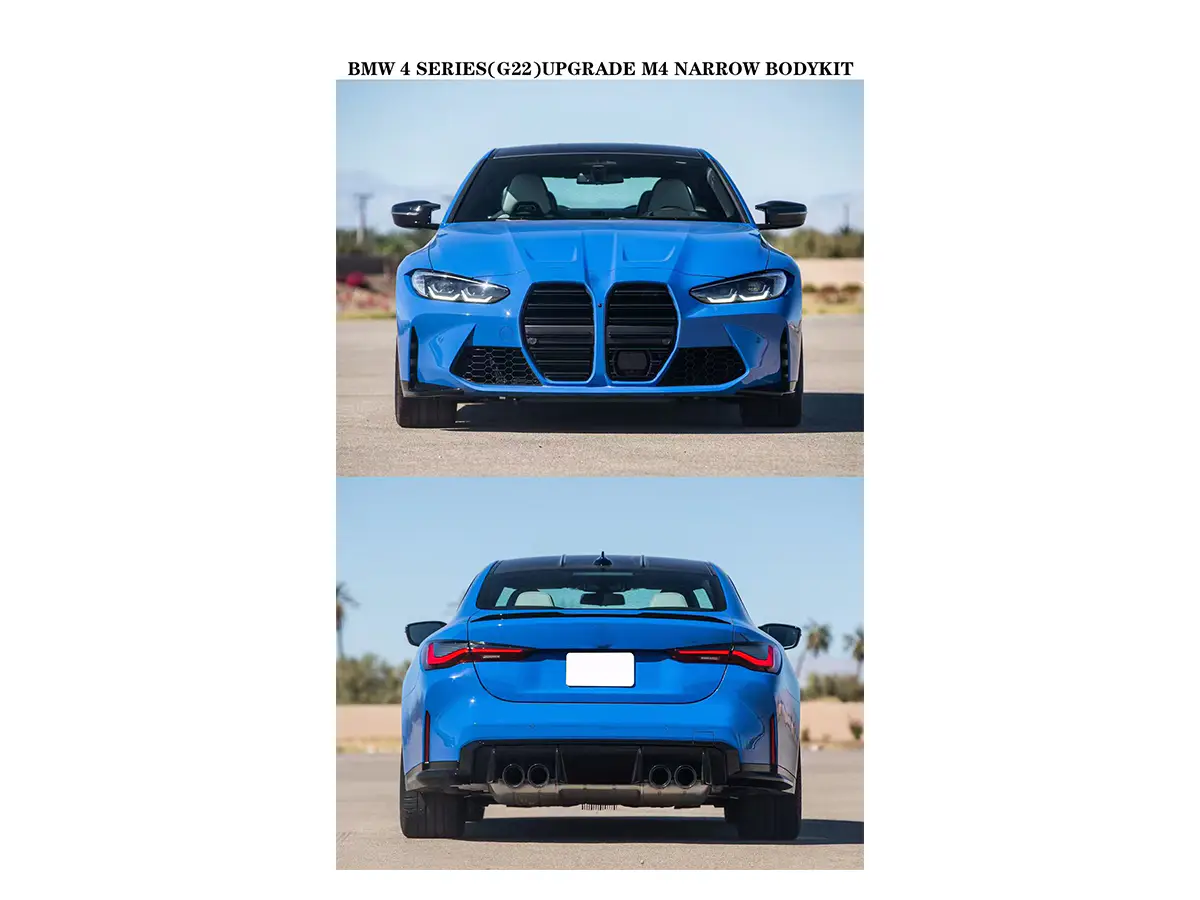 BMW 4 Serisi G22 2020- Gövde Kiti PDCli:Ön/Arka, <OO-OO> 3.0T Yandan Egz.Uçlu, Mrşp-li, Panj-lu -///M4-STYLE- 2020- | WENDER BA0222104