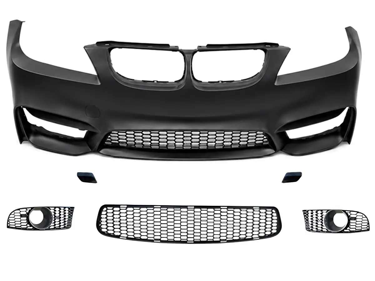 BMW 3 Series E92 2005-2013 Complete Bumper Front; Headlight Washer, Fog Headlight Drilled, Park Sensor | WENDER BA51118043959R4