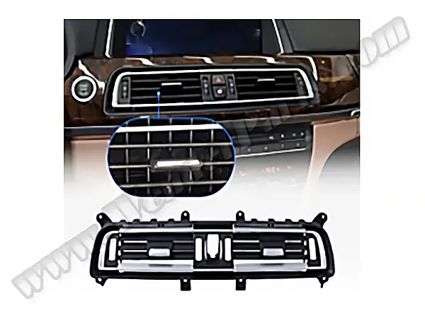 BMW 7 Serisi F01 LCI Klima/Kalorifer Izgarası Ön Orta Nikelajlı Siyah | WENDER BA64229112151