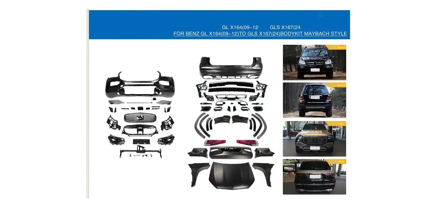 Mercedes GL Serisi X164 Komple Gövde Kiti [DONUSUM => GLS Donanım X167] Panjururlu, Kaput/Çamurluk, Far/Stop | WENDER MA1642110