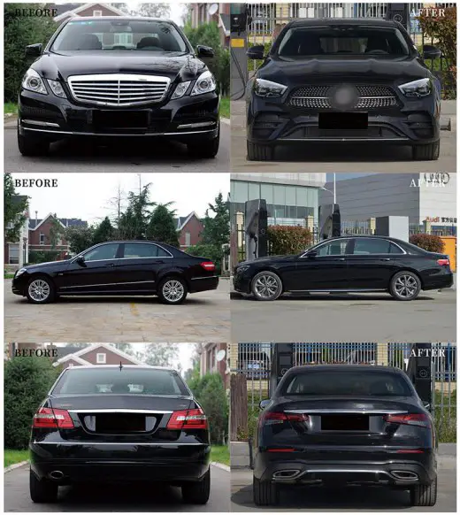 Mercedes E Serisi W212 2009-2016 Komple Gövde Kiti [2009-12 DONUSUM => W213] Park Sensörlü: Ön, Çift Egzoz Çıkışlı (Tek+Tek) Egzoz Uçlu, Marşpiyelli, Panjururlu, Kaput/Çamurluk/Bagaj Kap., Aynalar, Far/Stop | WENDER MA2122203