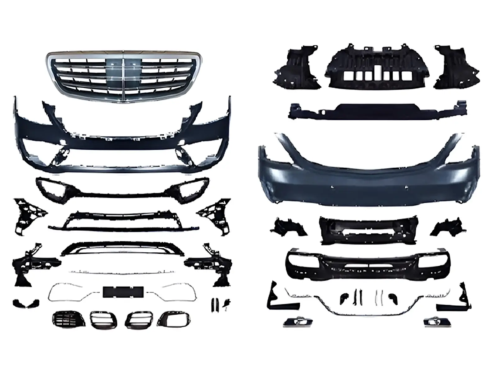 Mercedes S Series W222 2013-2021 Body Kit Park Sensor: Front and Rear, Quad Exhaust Outlet Exhaust Tip, Adaptif Speed Stabilizer (A/C) Grille | WENDER MA2222103