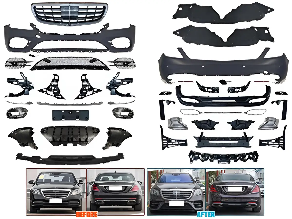 Mercedes S Serisi W222 2013-2021 Gövde Kiti Park Sensörlü: Arka, Çift Egzoz Çıkışlı (Tek+Tek) Egzoz Uçlu, Panjururlu | WENDER MA2222109