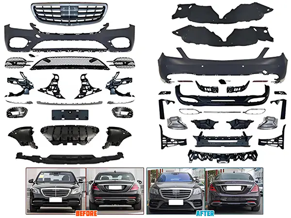 Mercedes S Serisi W222 2013-2021 Gövde Kiti Park Sensörlü: Arka, Çift Egzoz Çıkışlı (Tek+Tek) Egzoz Uçlu, Panjururlu | WENDER MA2222109