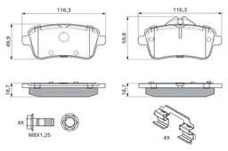 Mercedes W156 GLA 45 AMG Fren Balatası Arka | BOSCH 0986494783