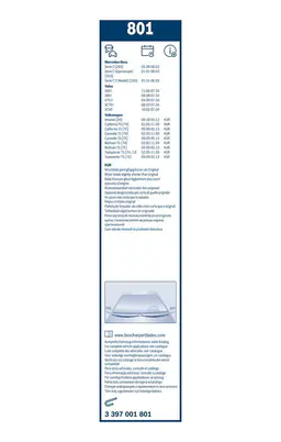 Mercedes W203 C 220CDI Silecek Lastiği Set | BOSCH 3397001801