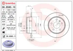 Mercedes A Serisi W169 A 150 Arka Fren Diski | BREMBO 08958011