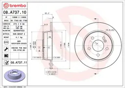 Mercedes C Serisi W204 C 180 CDI Arka Fren Diski | BREMBO 08A73711