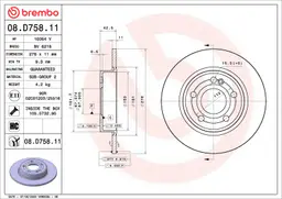 Mercedes B Serisi W247 B 180 Arka Fren Diski | BREMBO 08D75811