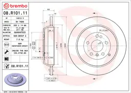 Mercedes R Serisi W251 R 280 Arka Fren Diski | BREMBO 08R10111