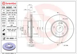 Mercedes A Serisi W169 A 160 CDI Ön Fren Diski Havalandırmalı | BREMBO 09868014