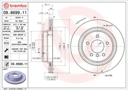 BMW 3 Serisi E36 M 3.2 Sol arka Fren Diski Havalandırmalı | BREMBO 09869911