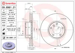 BMW 5 Serisi E39 530 i Ön Fren Diski Havalandırmalı | BREMBO 09896121