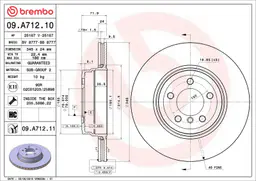 BMW 7 Serisi E65 760 i, Li Arka Fren Diski Havalandırmalı | BREMBO 09A71211
